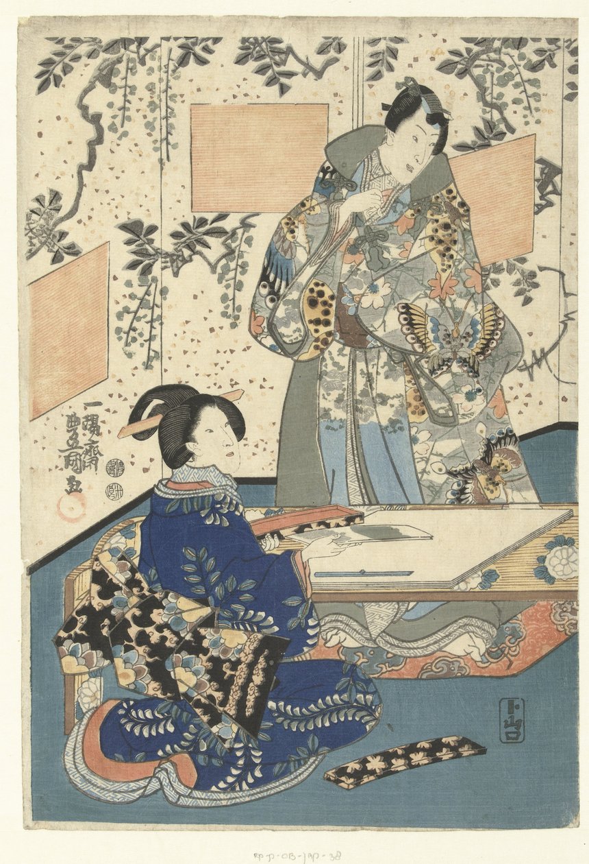 Príncipe Genji e dama da corte de Utagawa Kunisada (I)