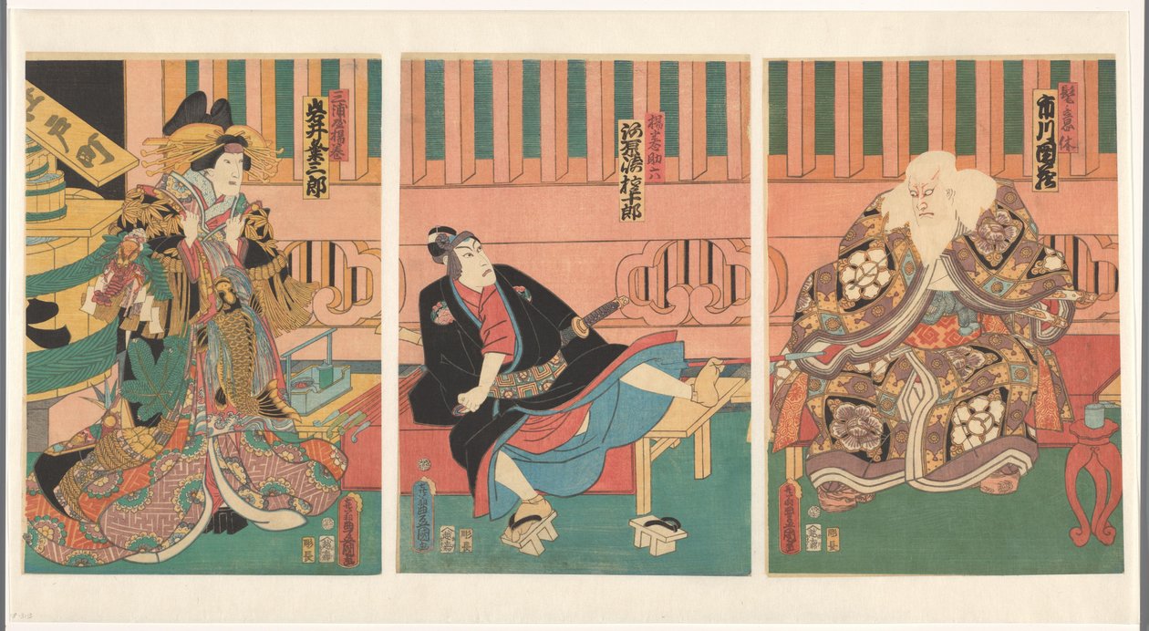 Cena da peça Sukeroku, The Cherry Blossom of Edo Scene uit Sukeroku de kersenbloesem van Edo de Utagawa Kunisada (I)