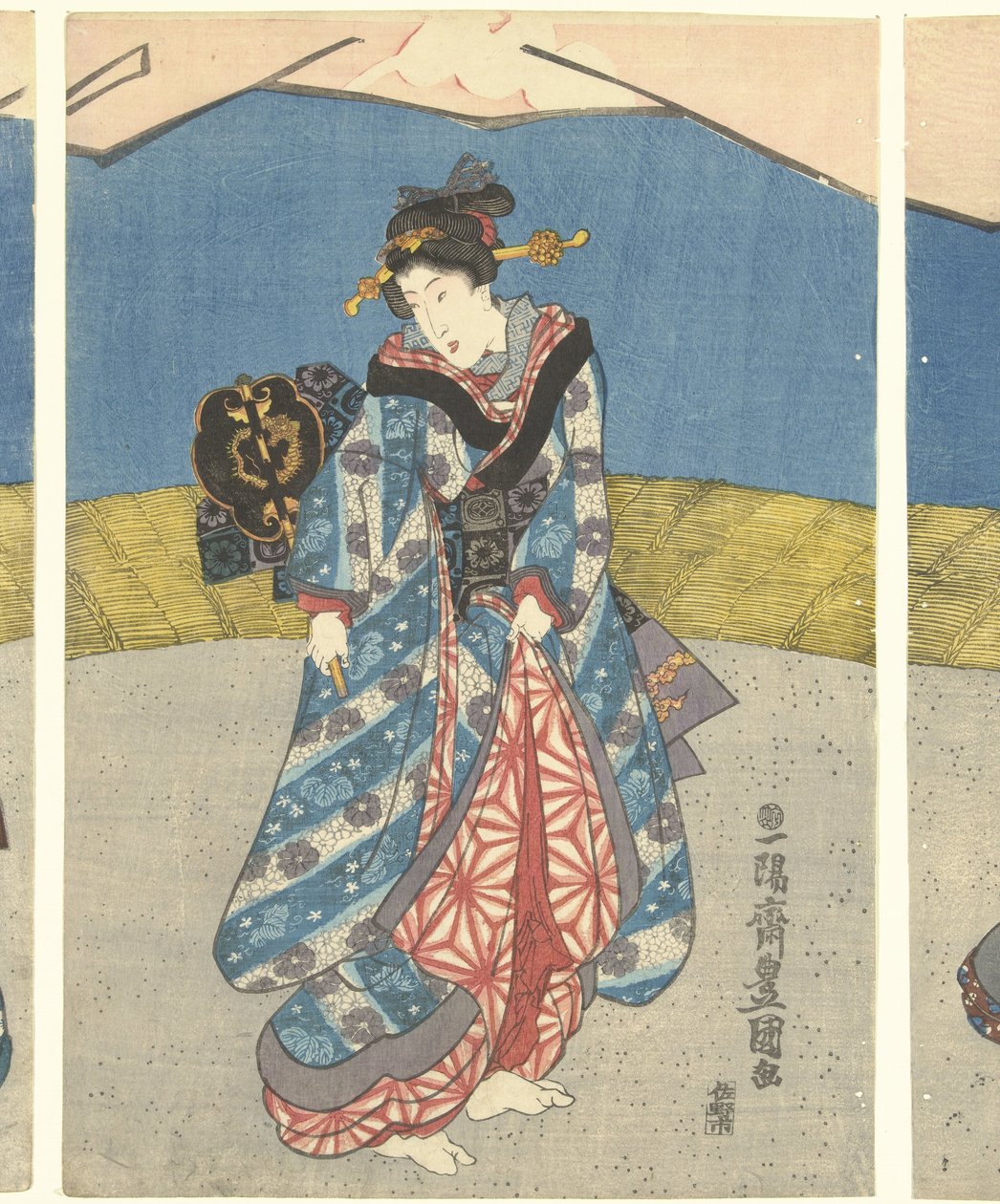 Belezas numa luta de galos de Utagawa Kunisada (I)