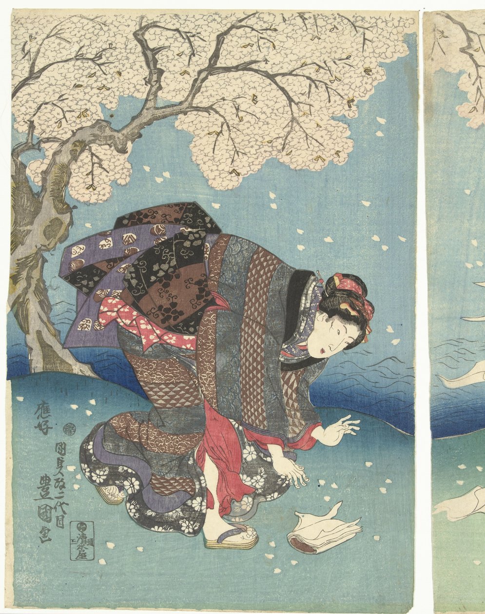 Dia de tempestade no rio Sumida Oito Vistas de Edo (título da série) de Utagawa Kunisada (I)