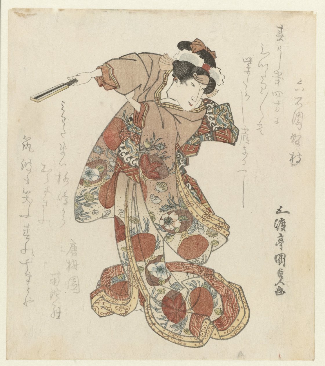 Mulher com ventilador na mão de Utagawa Kunisada (I)