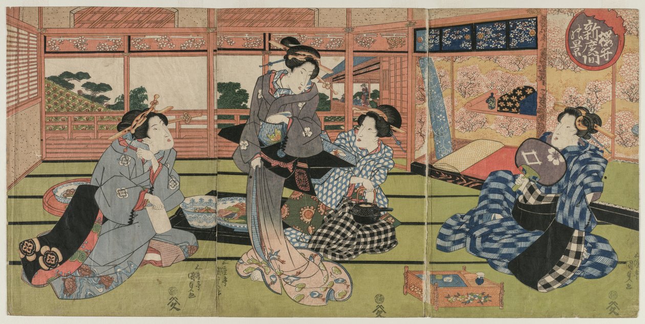 Uma Vista do Grande Novo Quarto em Sakurai de Utagawa Kunisada