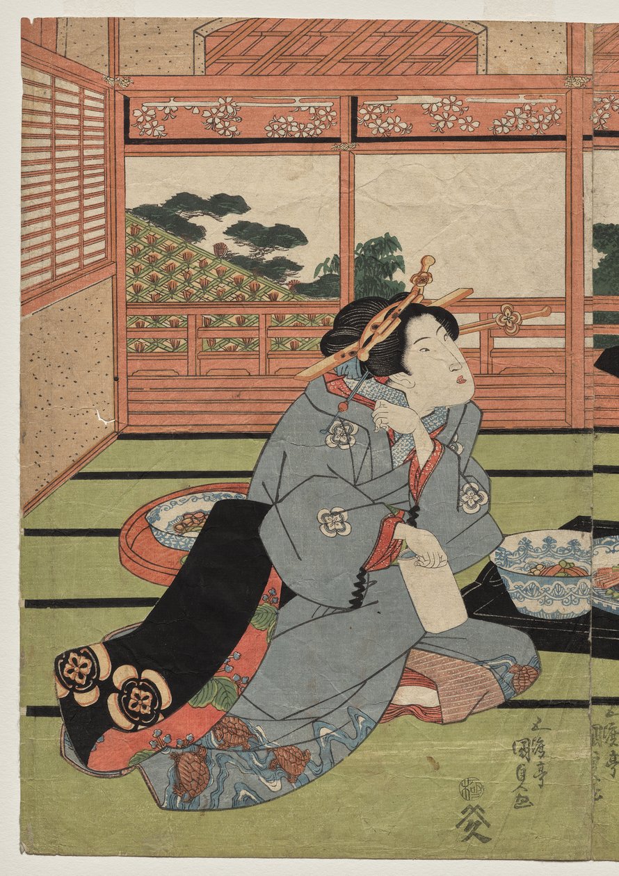 Uma Vista do Grande Quarto Novo em Sakurai de Utagawa Kunisada