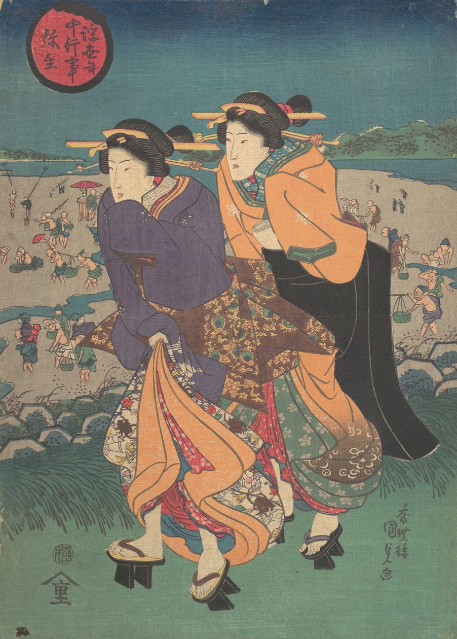 Evento anual - o terceiro mês Ukiyo nenju gyoji: Yayoi, meados do século 19, meados do século 19. de Utagawa Kunisada