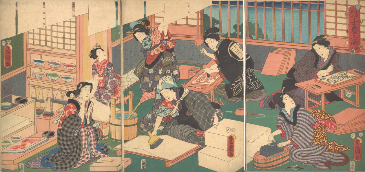 Artesãos, da série Uma paródia atualizada das quatro classes, século XIX., século XIX. de Utagawa Kunisada
