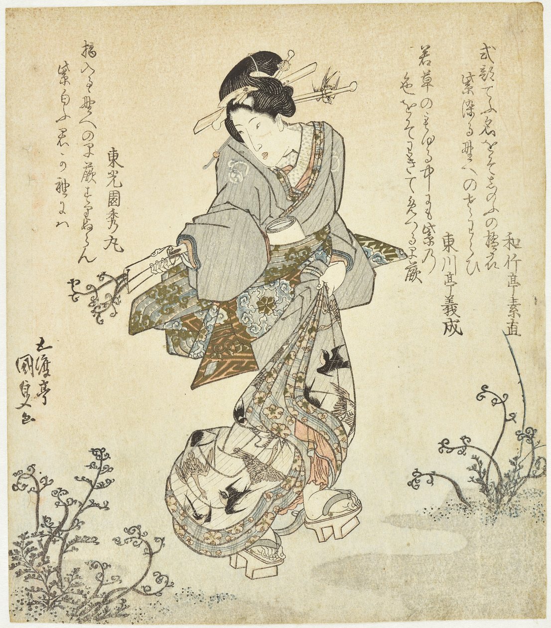 Mulher a colher fetos de Utagawa Kunisada