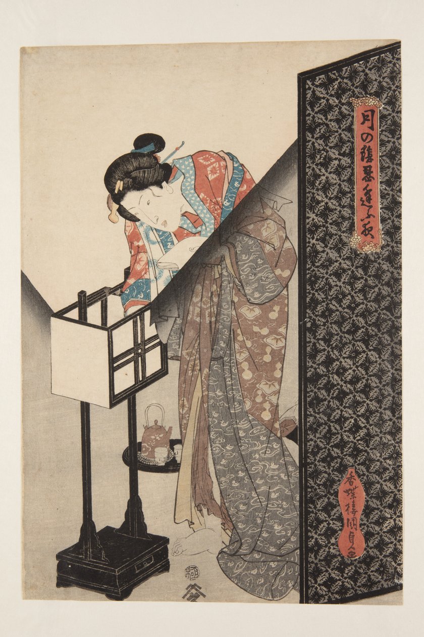 Oriental Lamp (Andon) (impressão a cores em bloco de madeira) de Utagawa Kunisada