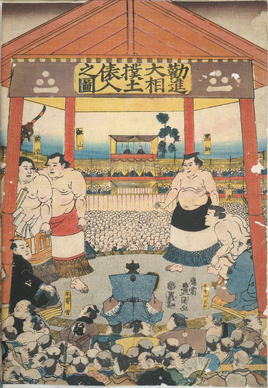 Fotos do Grande Festival do Sumô de Utagawa Kunisada