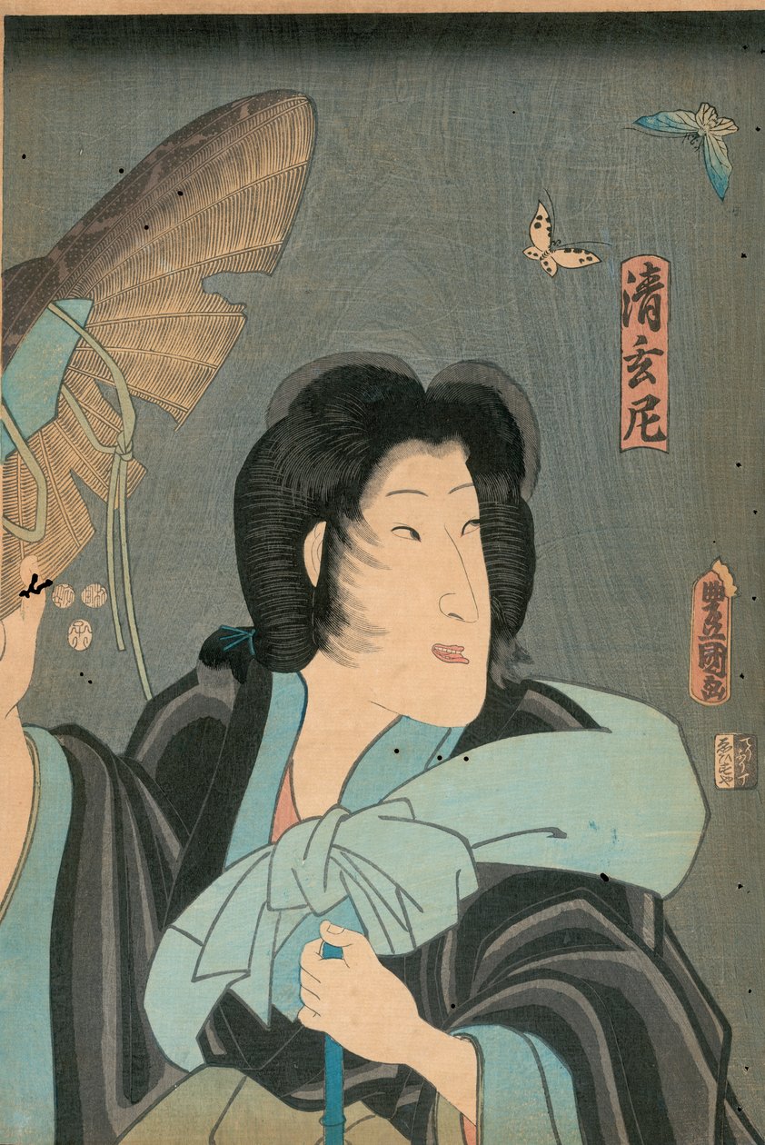 Poeta e borboleta, publicado por Otaya Takichi de Utagawa Kunisada