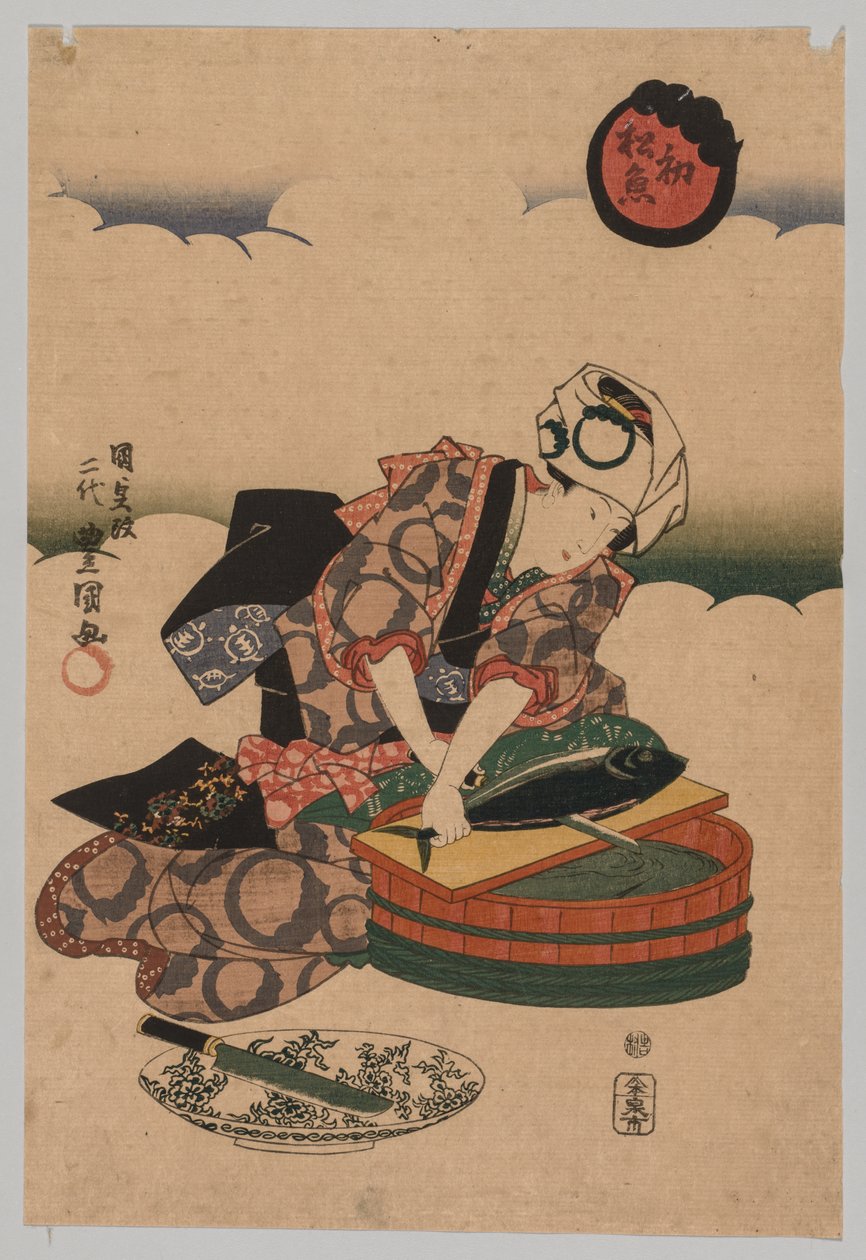 Preparando Bonita, 1823-1880. de Utagawa Kunisada
