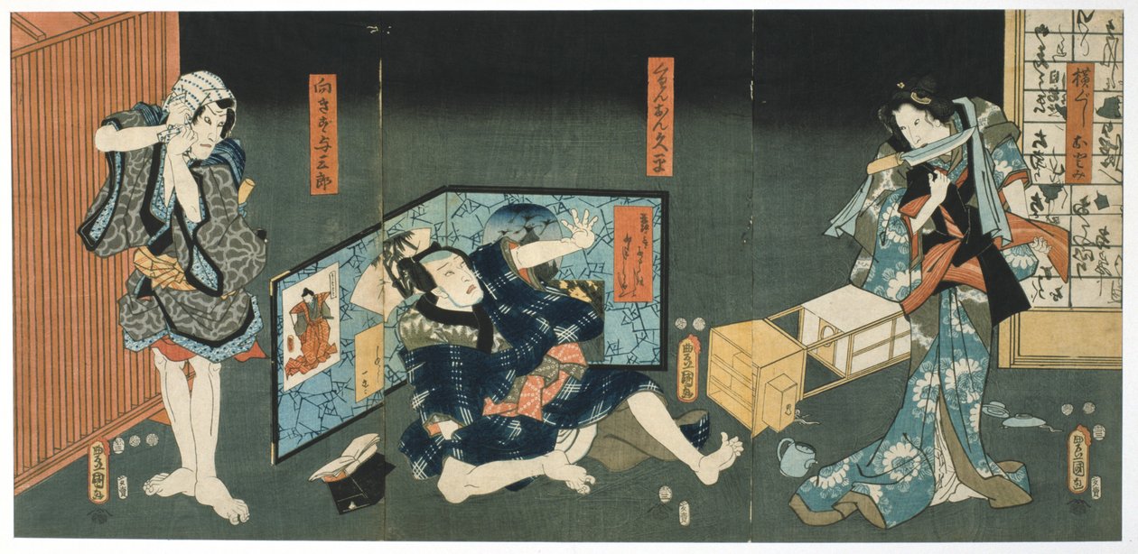 Cena de teatro, 1844 de Utagawa Kunisada