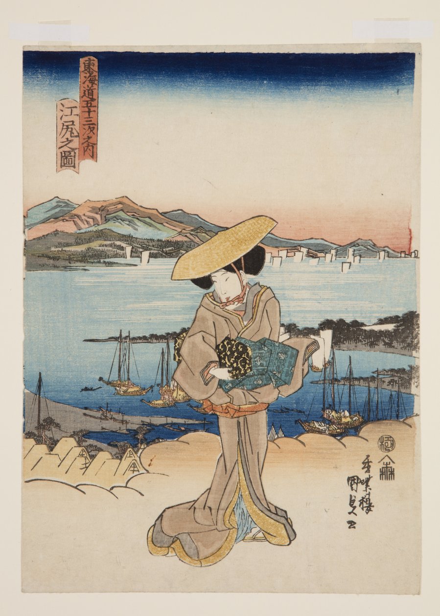 Vista do Ejiri (Ejiri no zu) (impressão em bloco de madeira a cores) de Utagawa Kunisada