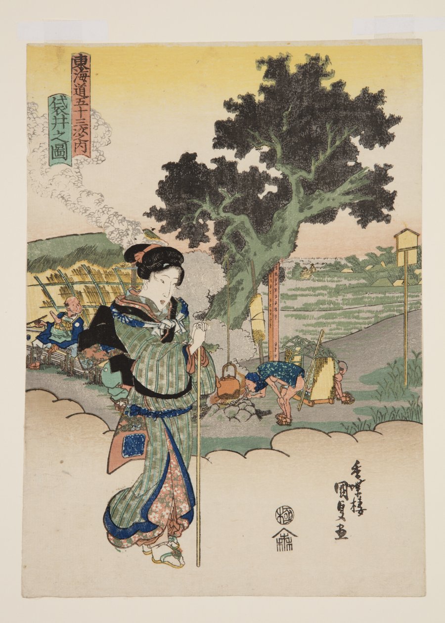 Vista de Fukuroi (Fukuroi no zu) (impressão em bloco de madeira a cores) de Utagawa Kunisada