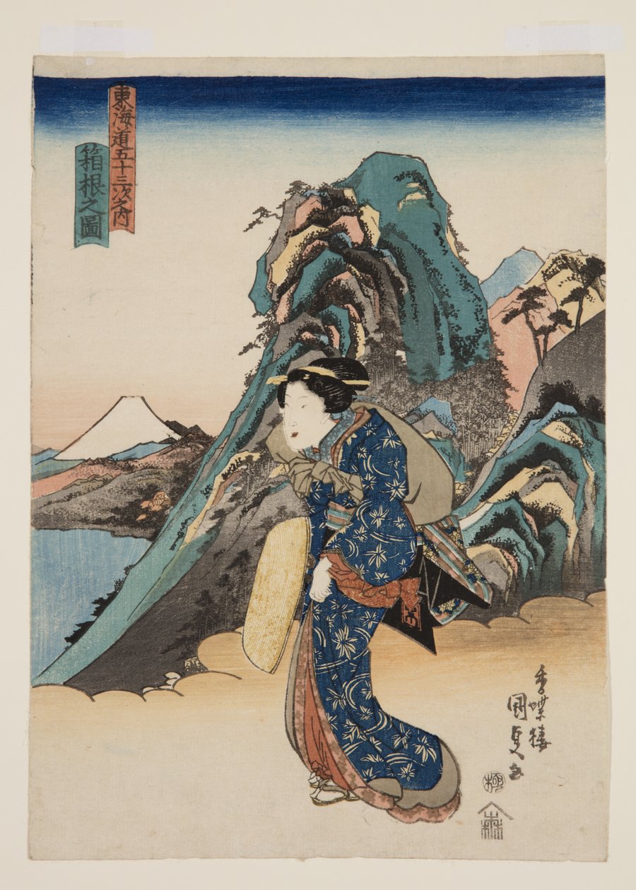 Vista de Hakone (Hakone no zu) (impressão em bloco de madeira a cores) de Utagawa Kunisada