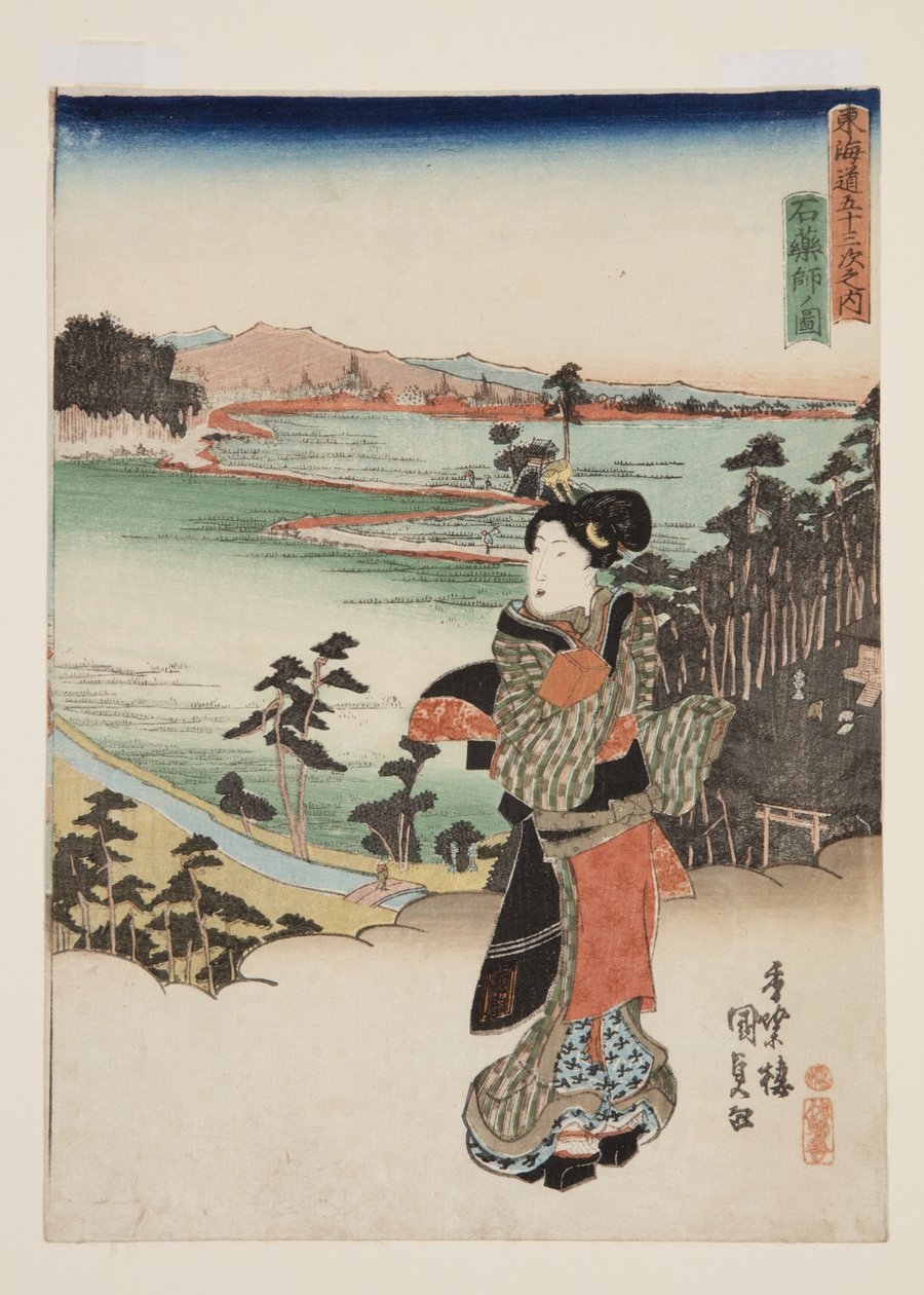 Vista de Ishiyakushi (Ishiyakushi no zu) (impressão a cores de bloco de madeira) de Utagawa Kunisada