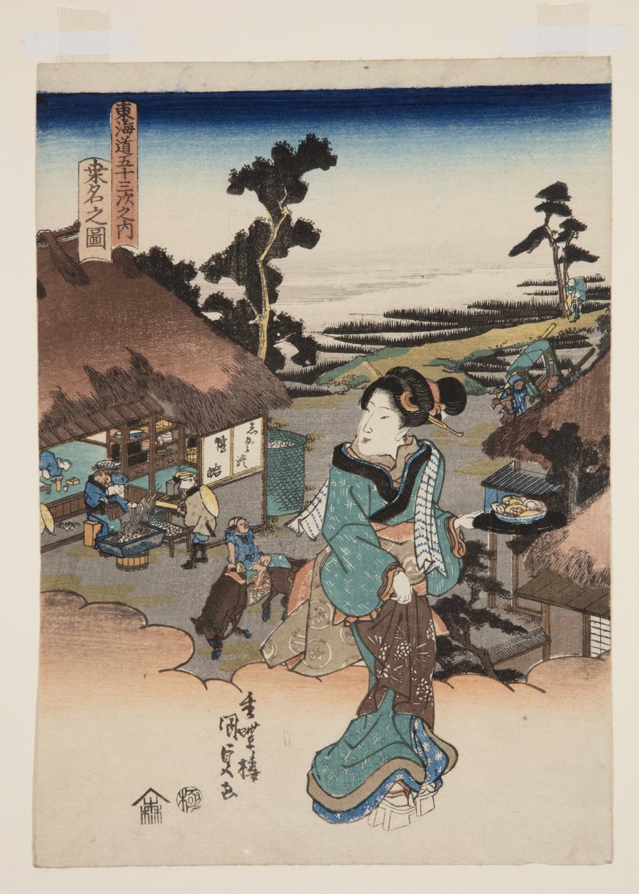 Vista do Kuwana (Kuwana no zu) (impressão em bloco de madeira a cores) de Utagawa Kunisada