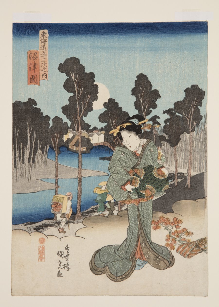Vista do Numazu (Numazu zu) (impressão em bloco de madeira a cores) de Utagawa Kunisada