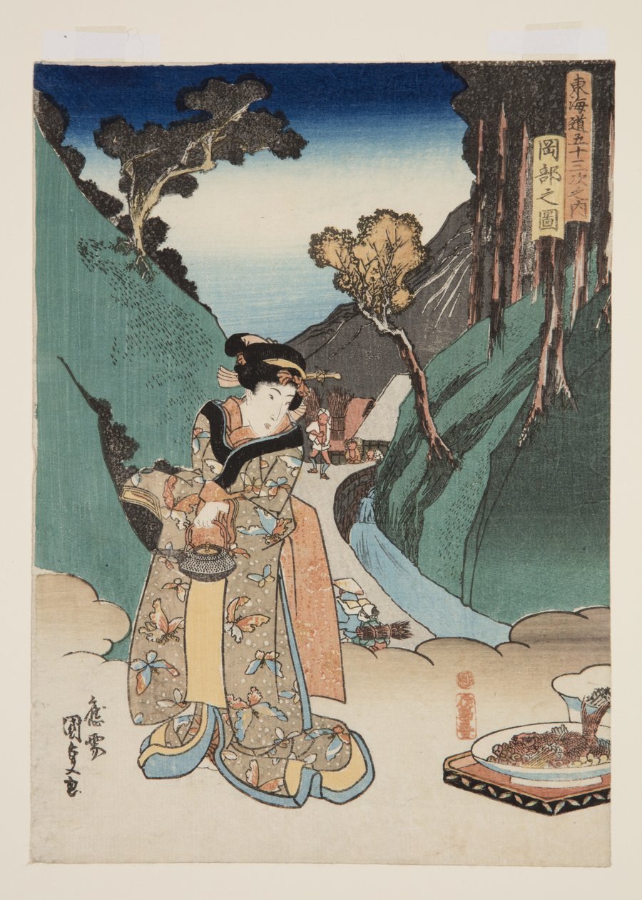 Vista de Okabe (Okabe no zu) (impressão em bloco de madeira a cores) de Utagawa Kunisada