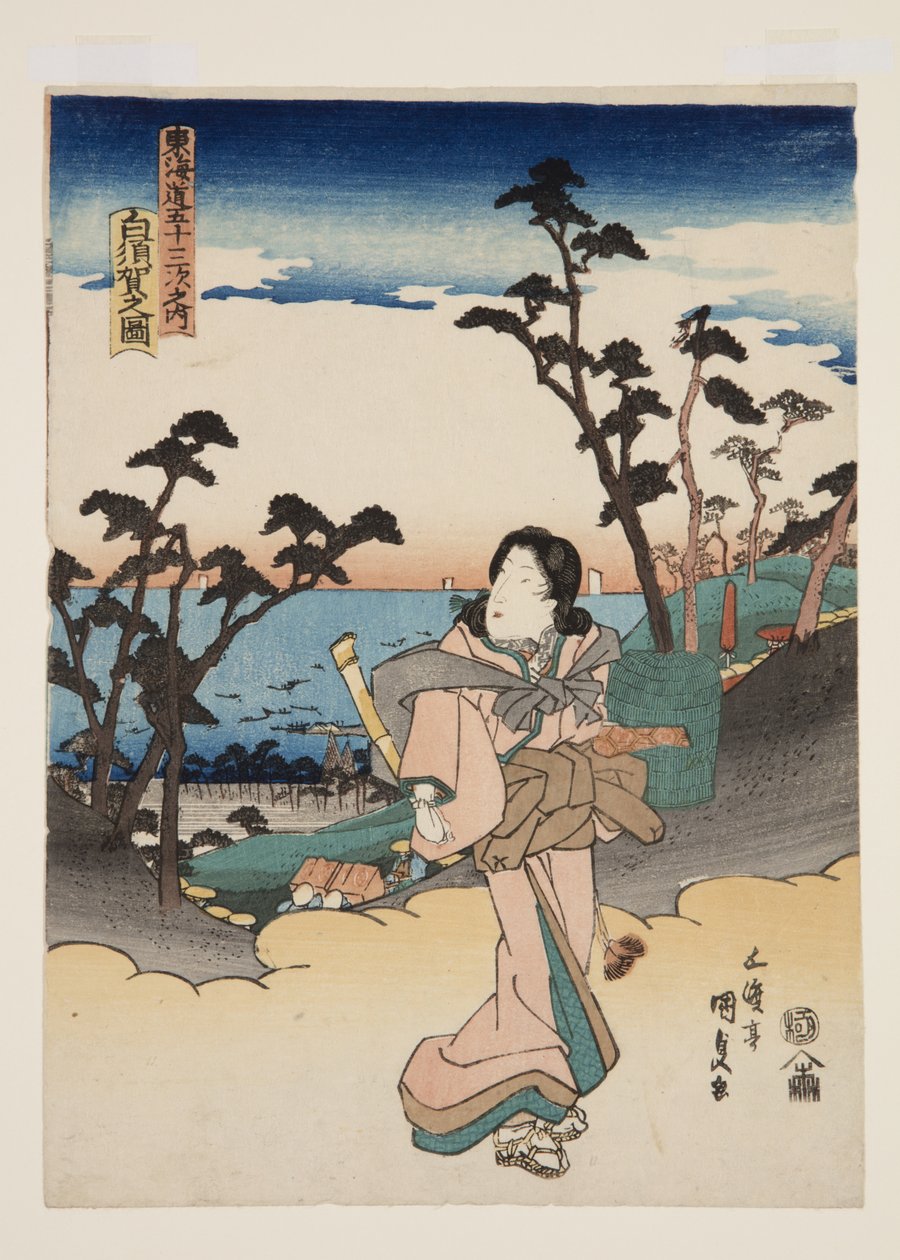 Vista de Shirasuka (Shirasuka no zu) (impressão em bloco de madeira a cores) de Utagawa Kunisada