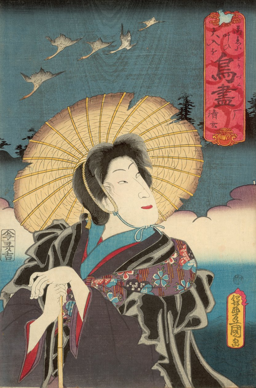 Gansos Selvagens, publicado por Otaya Takichi de Utagawa Kunisada