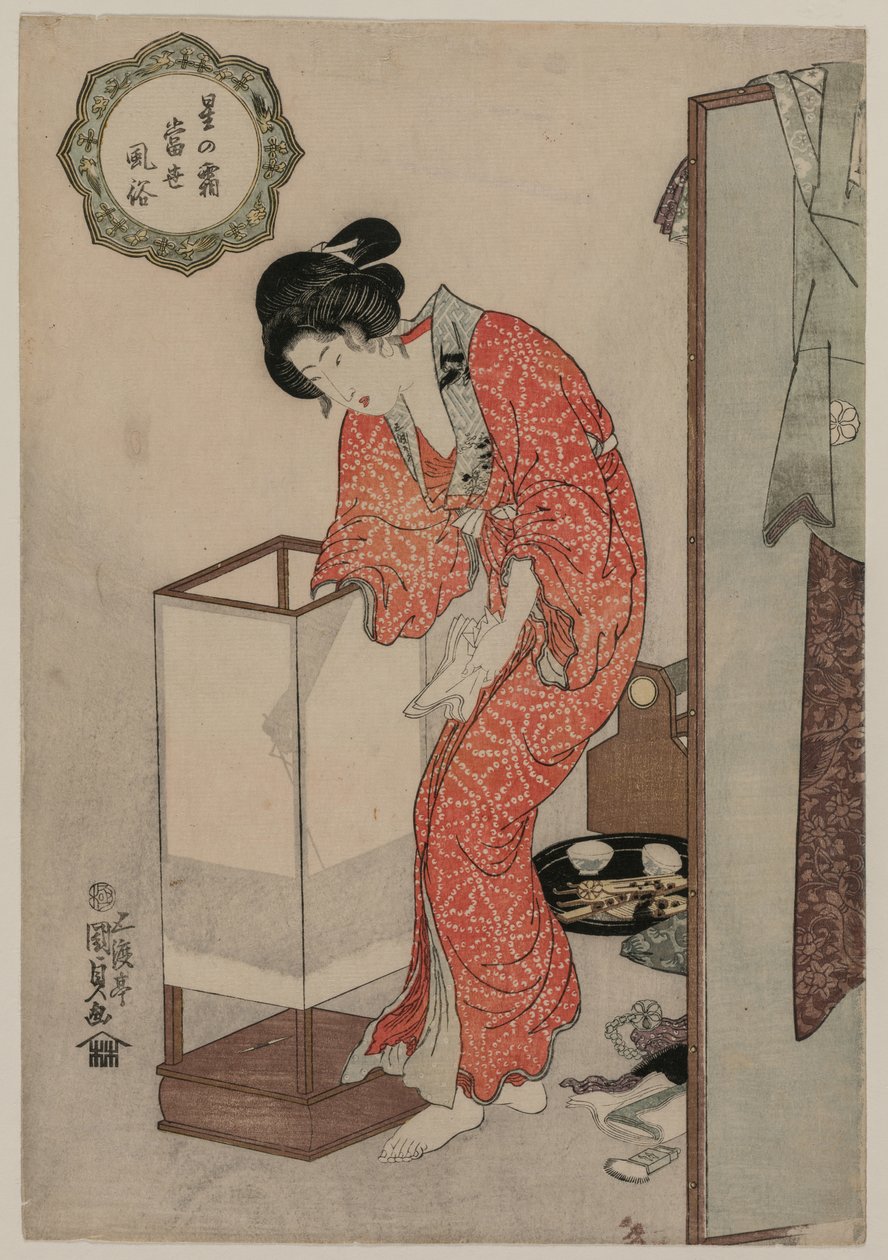 Mulher Apagando uma Luz (da série Modern Customs: Frost Beneath the Stars) de Utagawa Kunisada