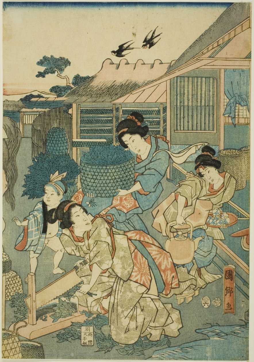 Grande prosperidade na quinta da seda (Kaikoya Daihanjono Zu) de Utagawa Kunisato