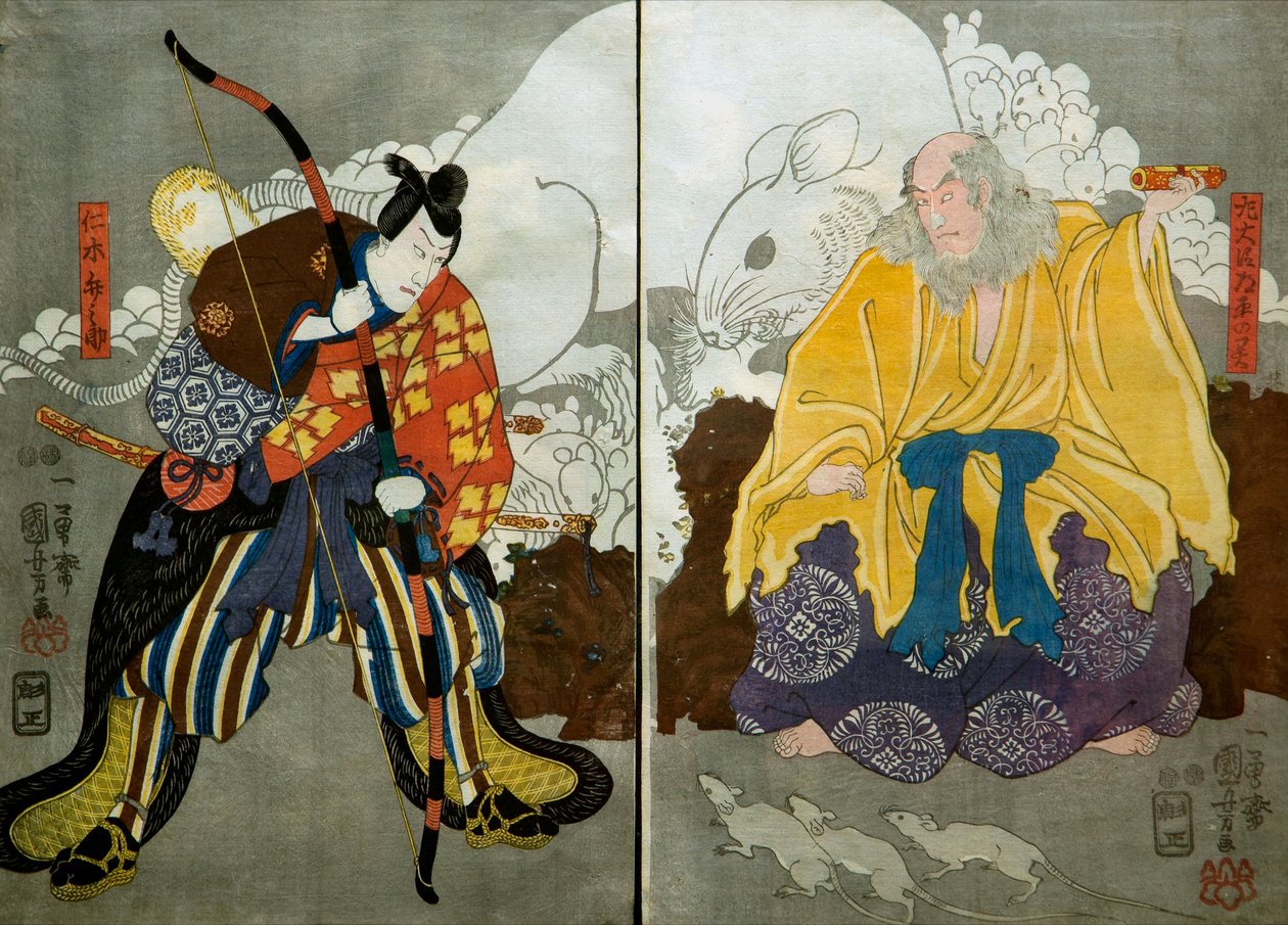 Bando Hikosaburo Ⅳ como Fantasma do Ministro da esquerda de Utagawa Kuniyoshi
