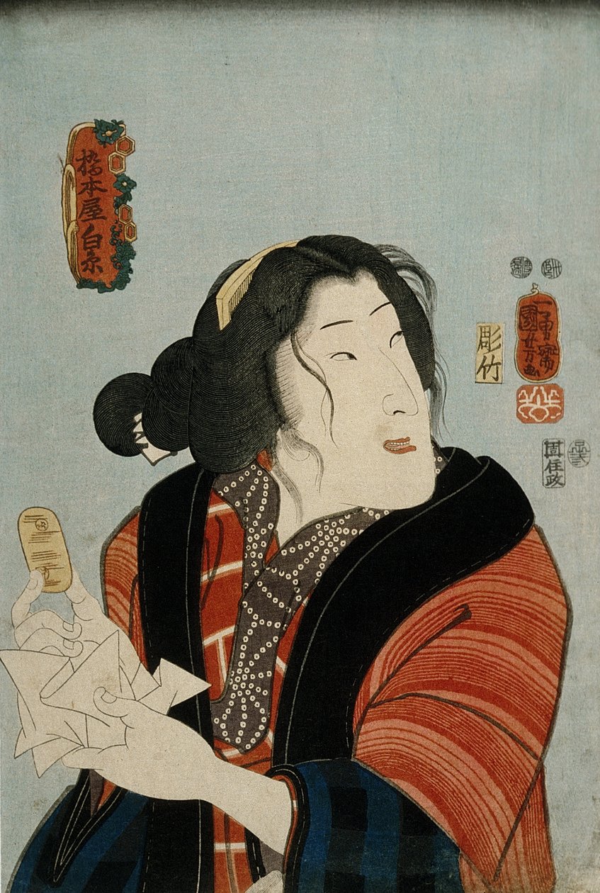 Bandō Shūka como Hashimotoya Shiraito de Utagawa Kuniyoshi