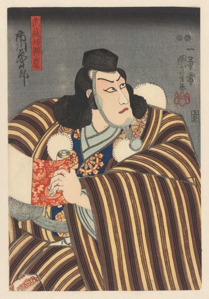 Benkei segurando um rolo de mão de Utagawa Kuniyoshi