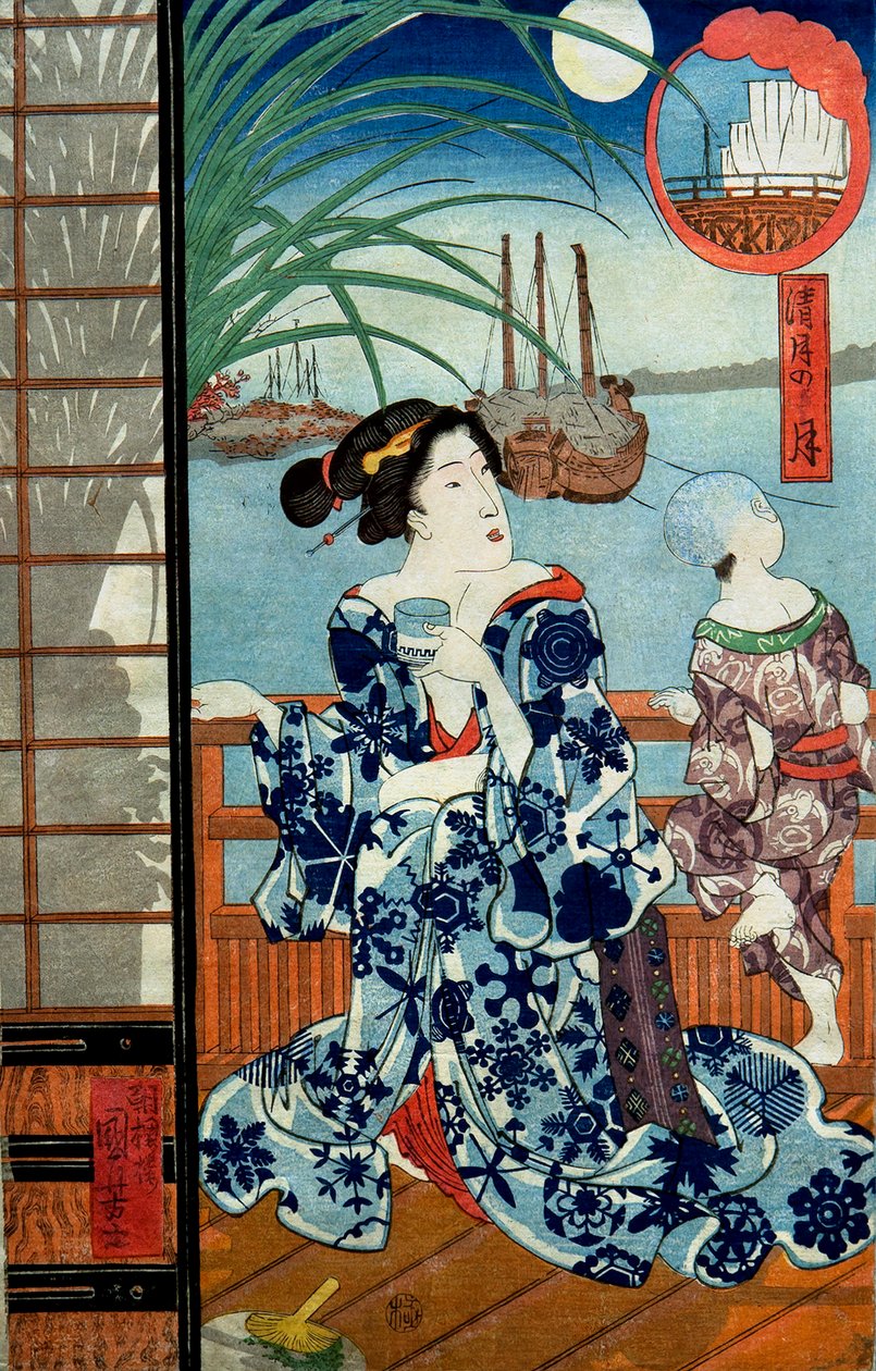 Lua Clara no Oitavo Mês (Seigetsu no tsuki) (Kannazuki de Utagawa Kuniyoshi