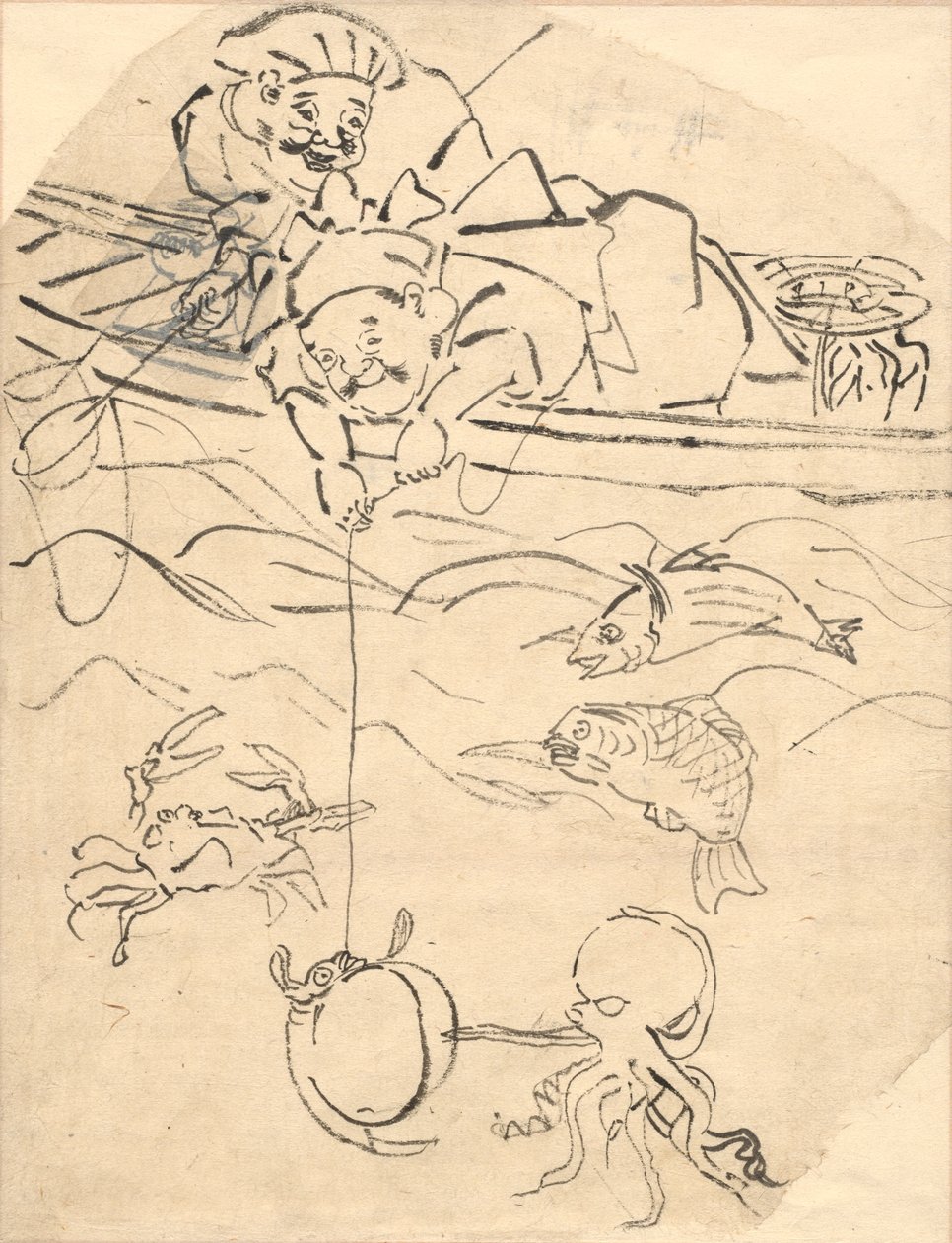 Daikoku e Ebisu, dois dos sete deuses da felicidade de Utagawa Kuniyoshi