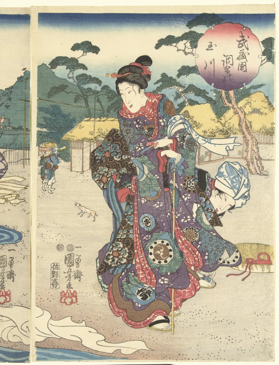 Decho Farmer Inde Produção Musashi Musashikuni Chofu no Tamagawa de Utagawa Kuniyoshi