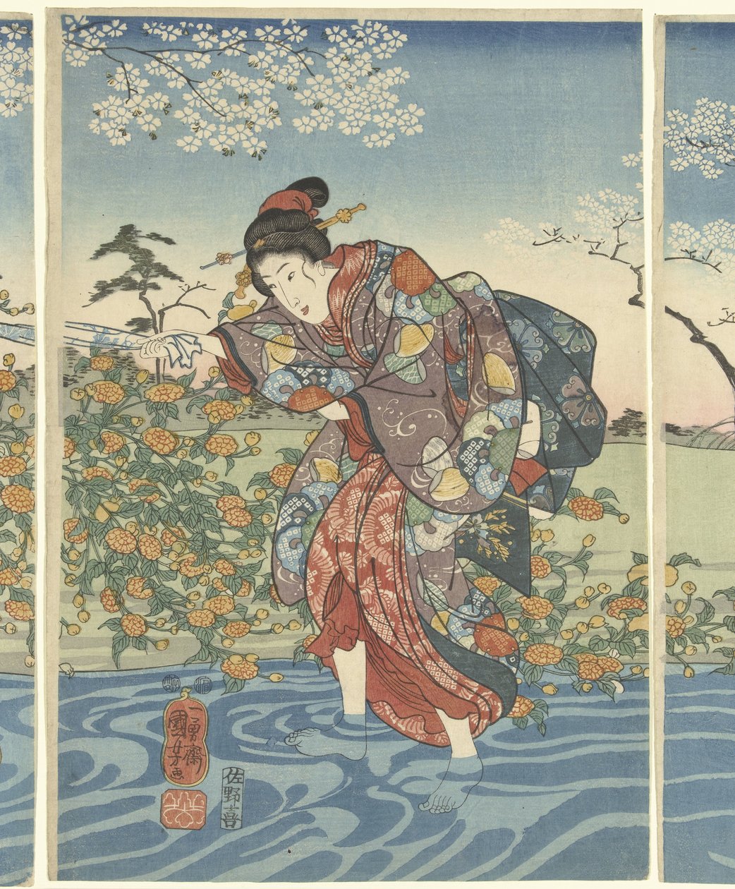 O rio Ide Tama em Yamashiro. de Utagawa Kuniyoshi
