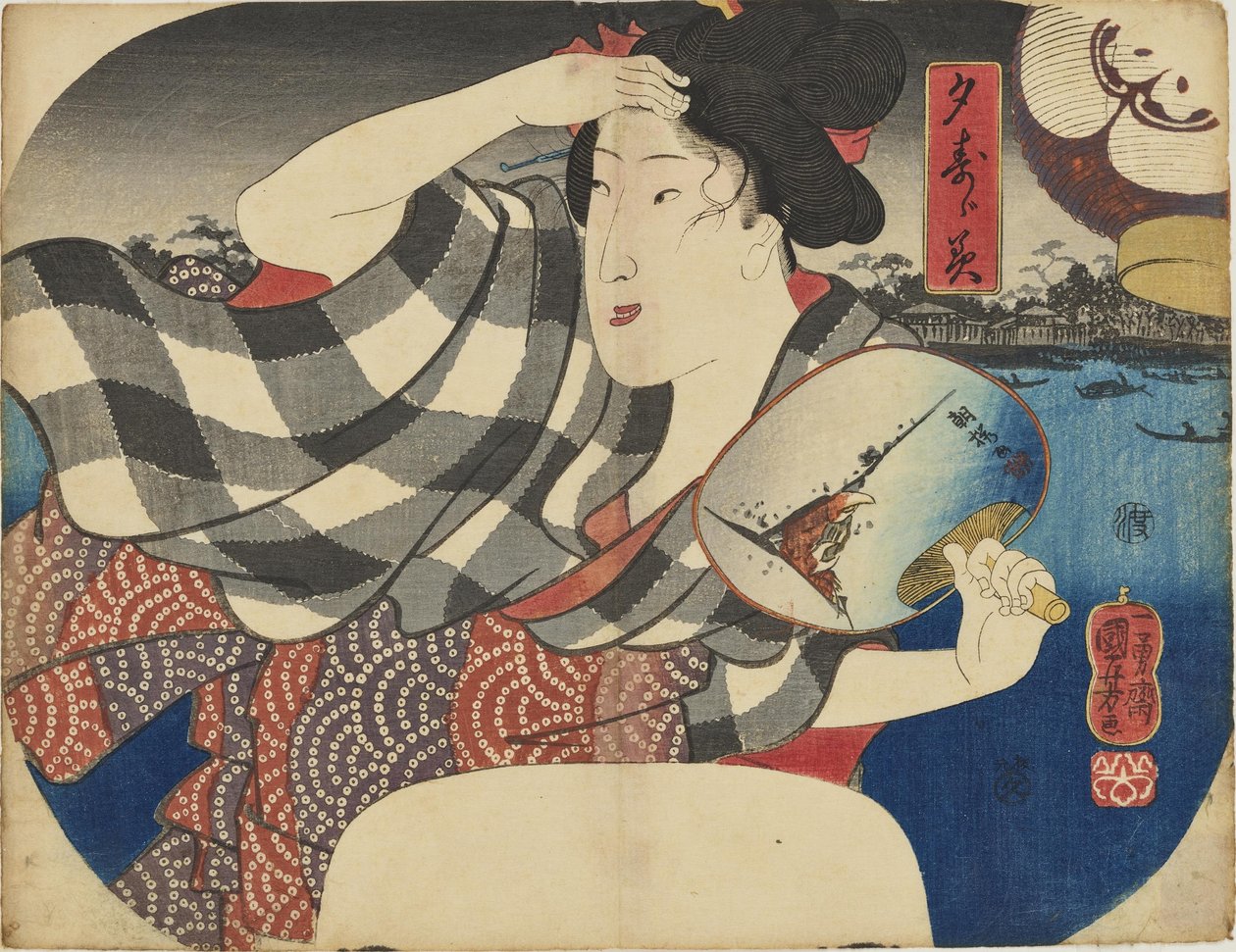 Desfrutando da frescura da noite de Utagawa Kuniyoshi