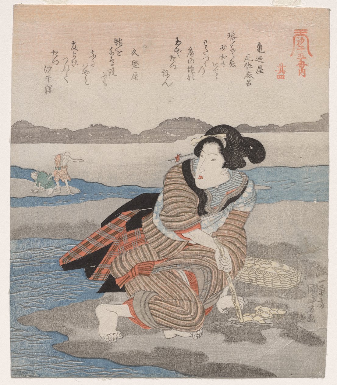 Mulher Cavando Amêijoas; da série Cinco Imagens da Maré Baixa de Utagawa Kuniyoshi