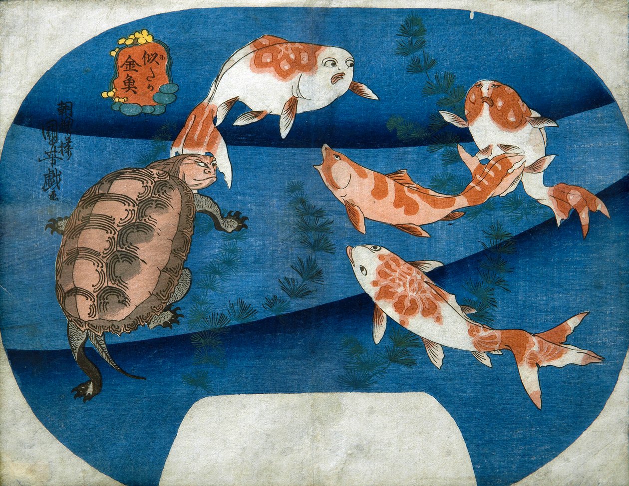 Peixes dourados que se parecem com os Actores (Nitaka kingyo), c.1842 de Utagawa Kuniyoshi