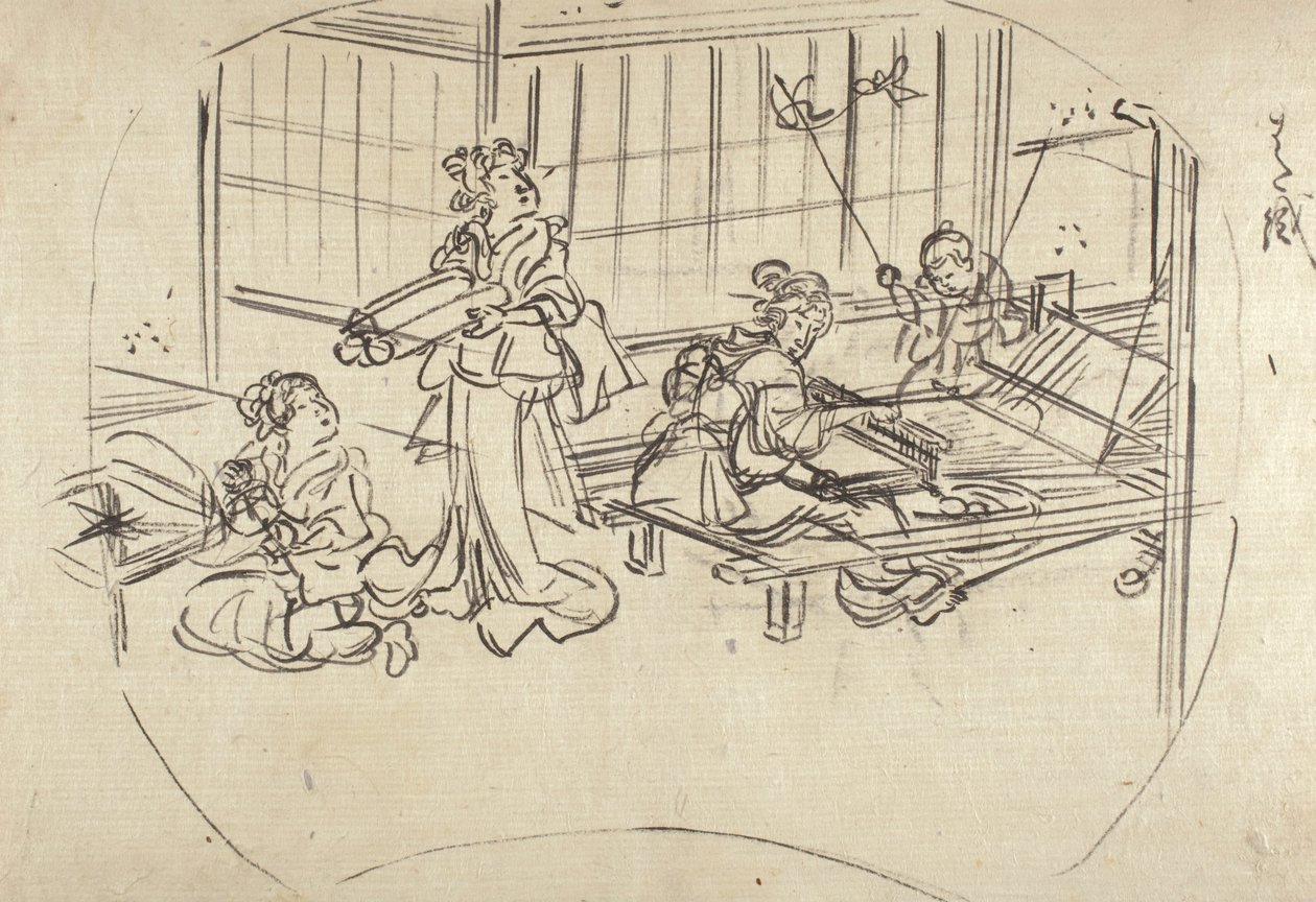 Hataori (tecelagem num tear) de Utagawa Kuniyoshi