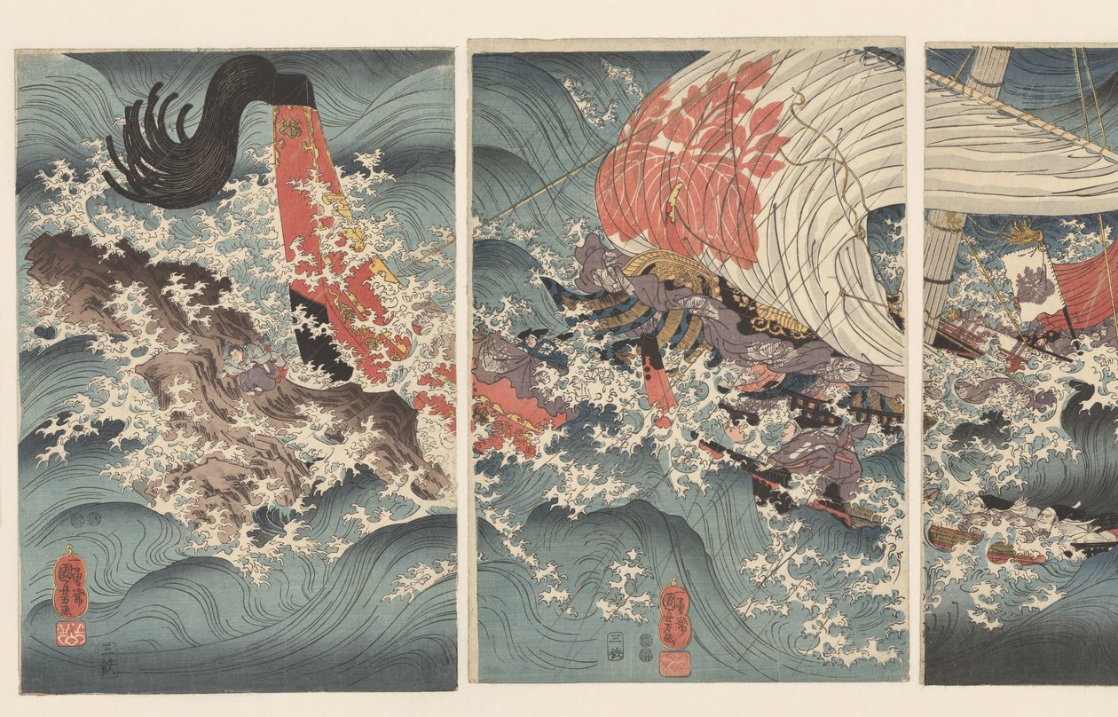 A história do capitão de navio Yojibei. de Utagawa Kuniyoshi