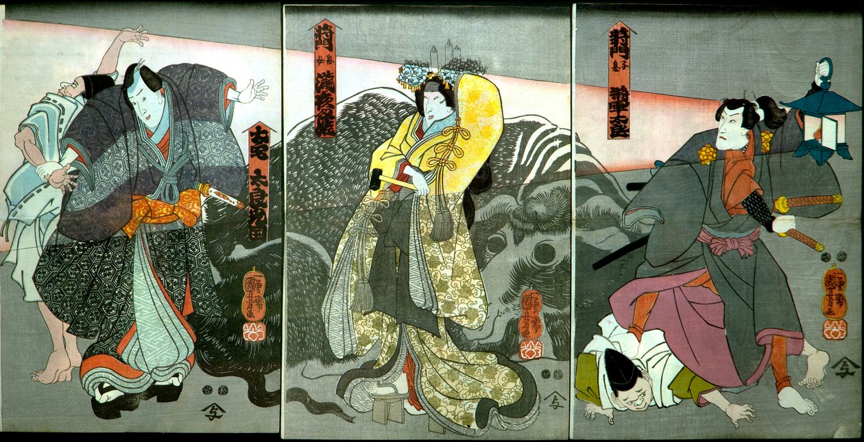 Ichikawa Danjūrō VIII como Filho de Masakado de Utagawa Kuniyoshi