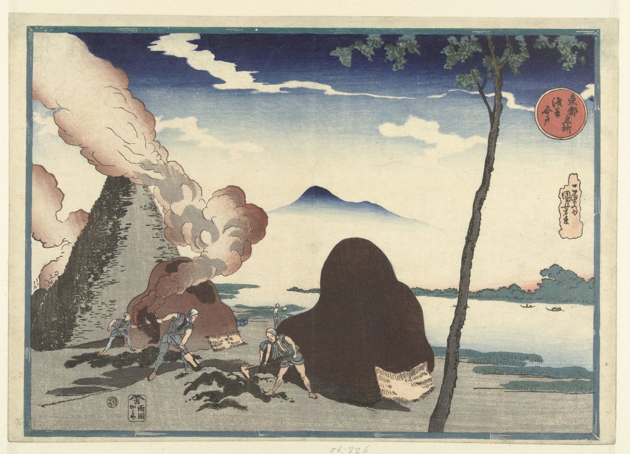 Imado em Asakusa Asakusa Imado (título no objeto) Lugares famosos na Capital Oriental (título da série) Toto meisho (título da série no objeto) de Utagawa Kuniyoshi