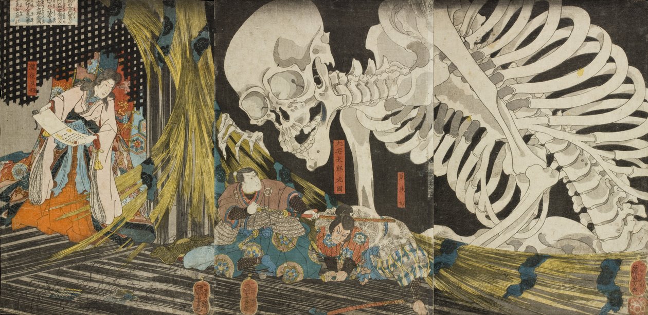 No palácio em ruínas de Sōma, Takiyasha, filha de Masakado, usa feitiçaria para reunir aliados de Utagawa Kuniyoshi