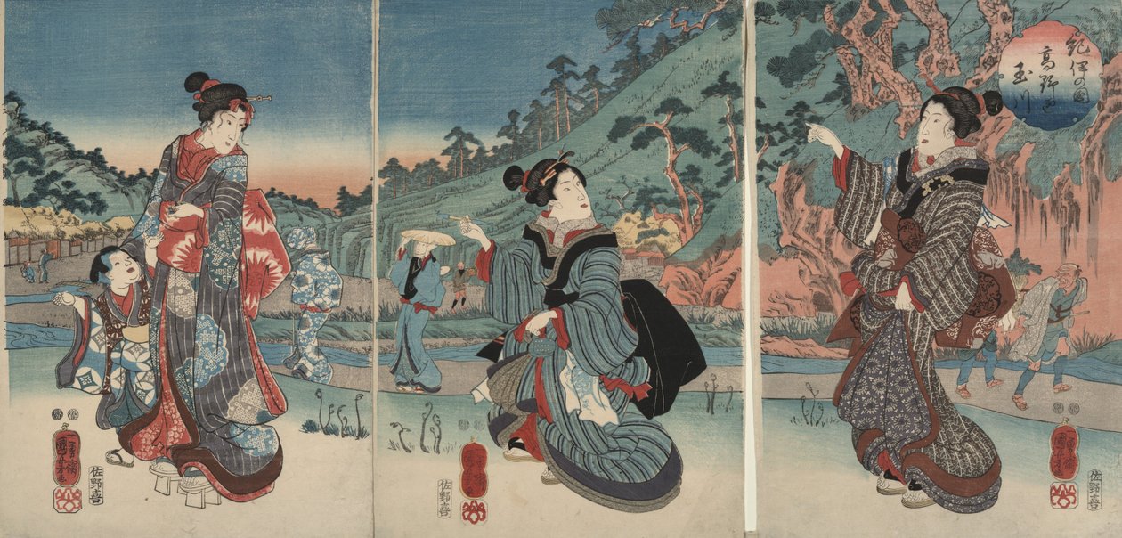 Rio Jewel de Kōya, na província de Kii de Utagawa Kuniyoshi