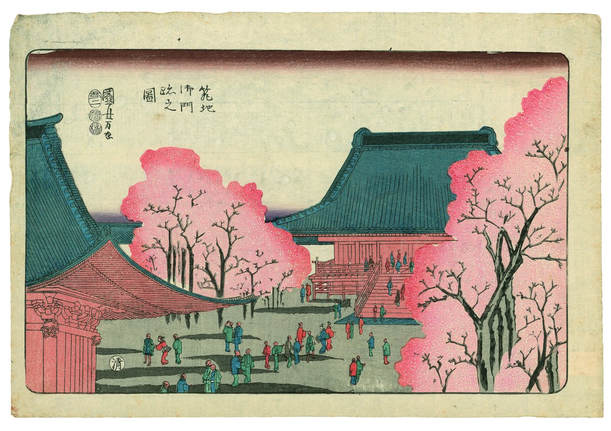 Portão principal do Templo Tsukiji Honganji de Utagawa Kuniyoshi