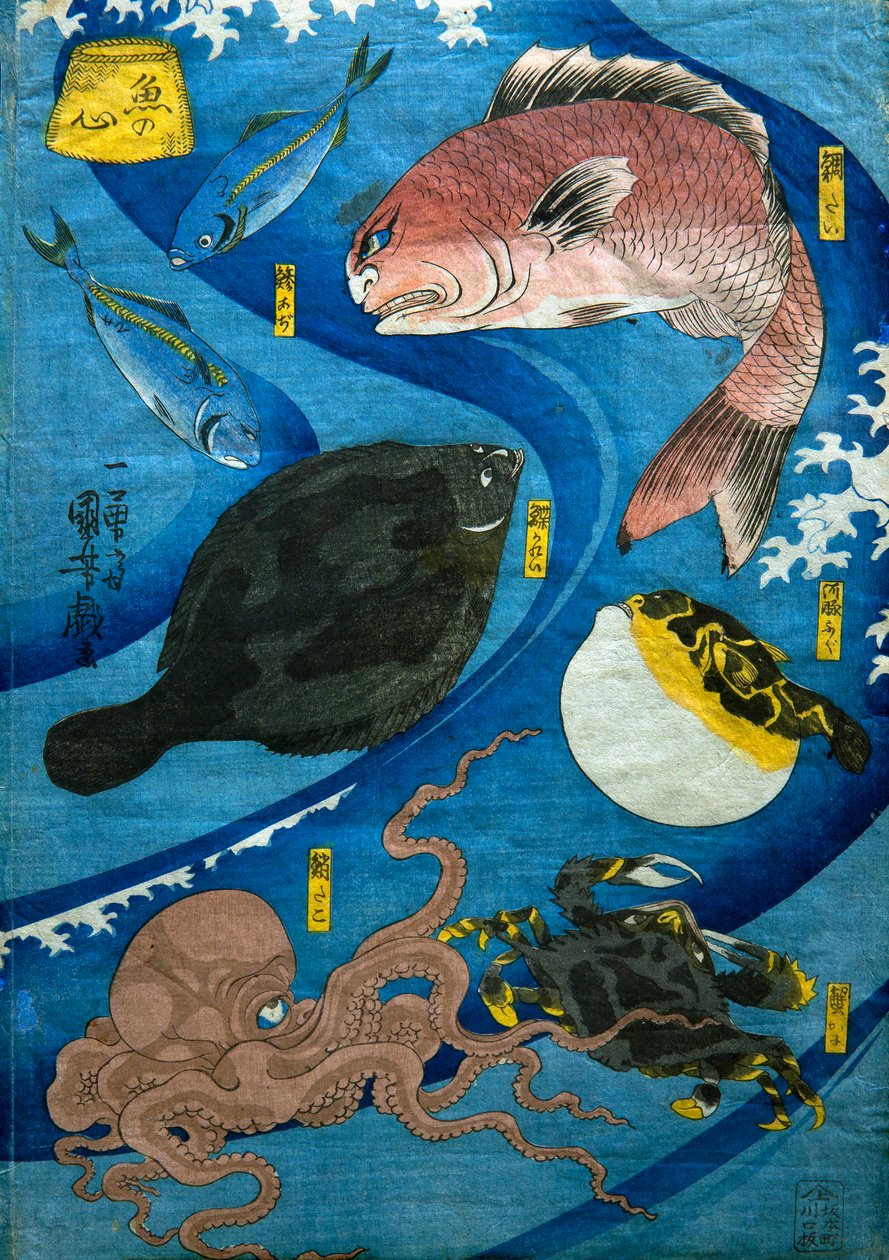 Minds of Fish (Uo no kokoro), c.1842 de Utagawa Kuniyoshi