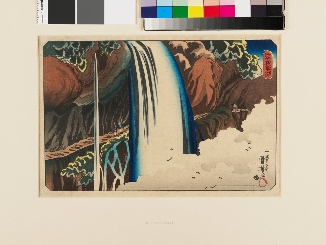 Nikkō. Cascata de Urami de Utagawa Kuniyoshi
