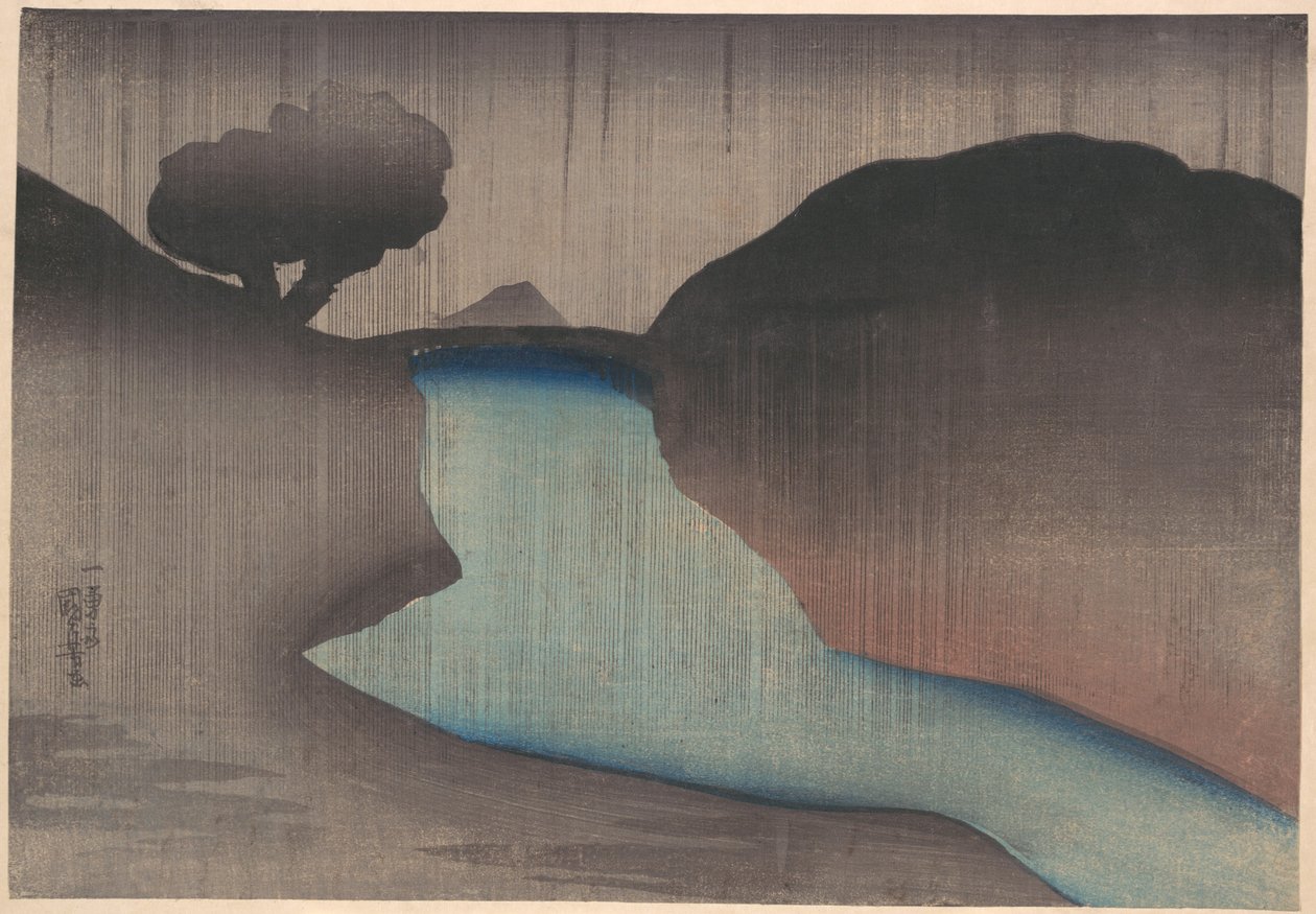Ochanomizu à chuva de Utagawa Kuniyoshi