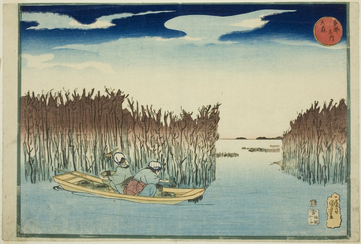 Omori, da série "Lugares Famosos na Capital Oriental (Toto meisho)" de Utagawa Kuniyoshi