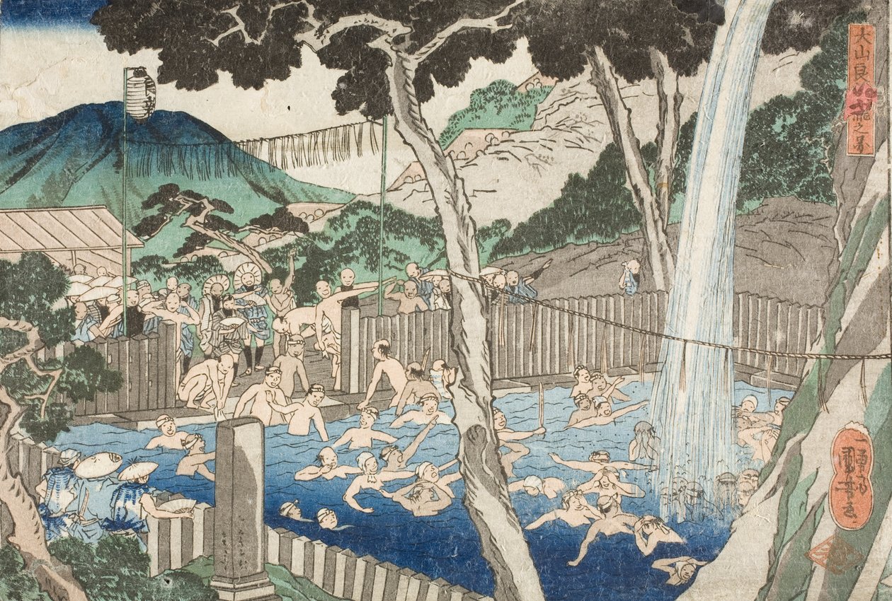 Cascata de Rōben, no Monte Ōyama de Utagawa Kuniyoshi