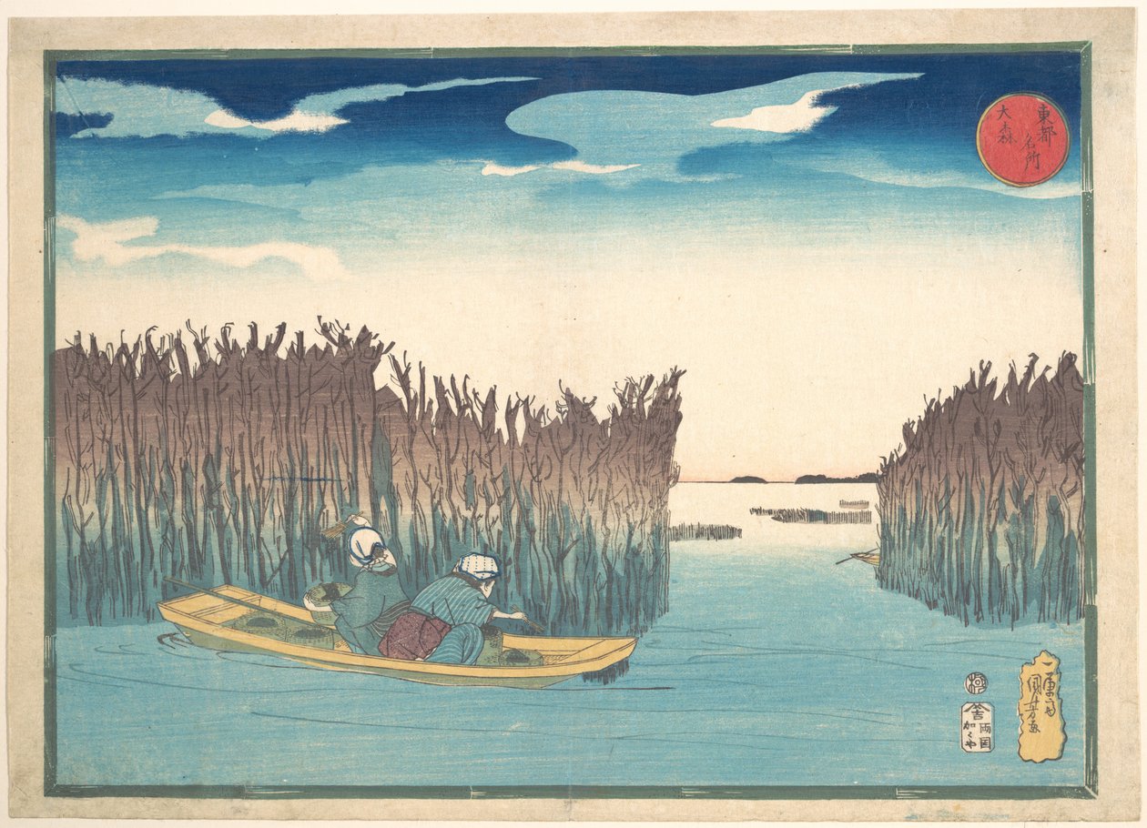 Colhedores de algas em Omori de Utagawa Kuniyoshi