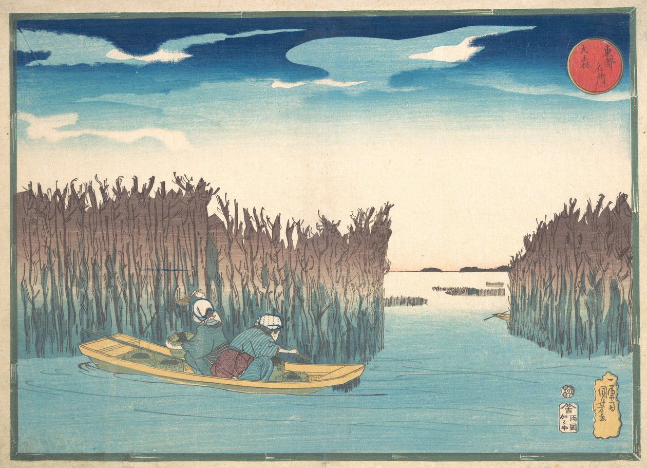 Coletores de algas marinhas em Omori, 1797-1861. de Utagawa Kuniyoshi